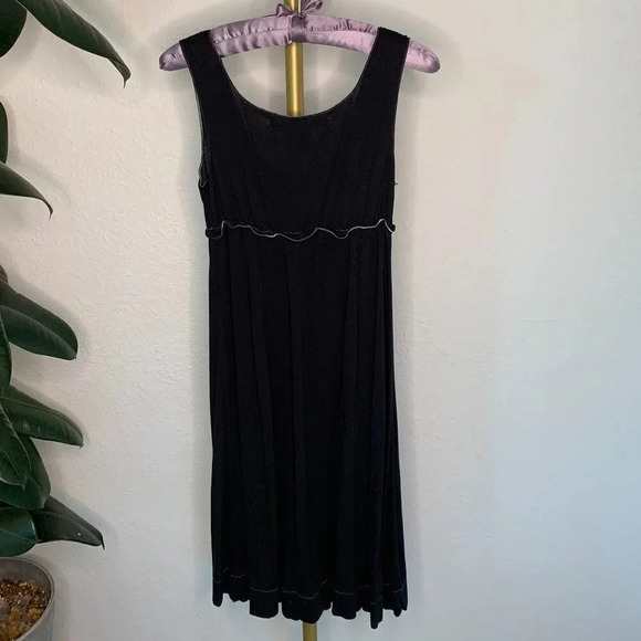 Max Studio Black Sleeveless Pleated Dress w/ White Stitching, Size S - Picture 2 of 4